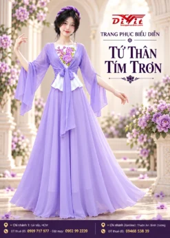 Áo váy tứ thân tím trơn