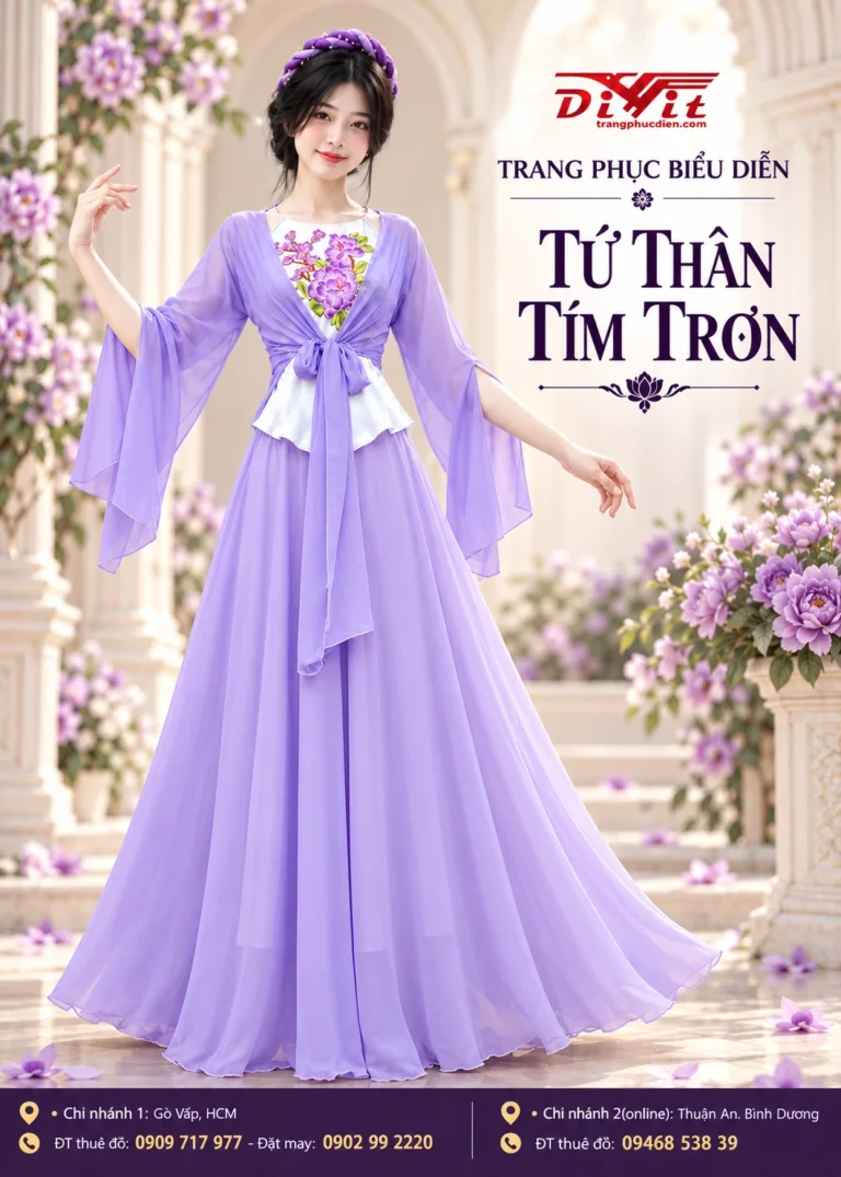 Áo váy tứ thân tím trơn
