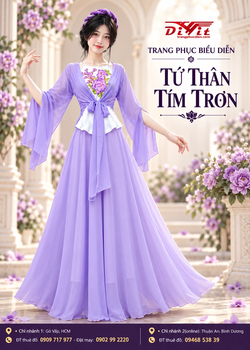 Áo váy tứ thân tím trơn