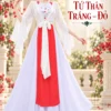 Áo tứ thân trắng phối đầm trắng đỏ
