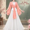 Tứ thân trơn cam đào – trắng