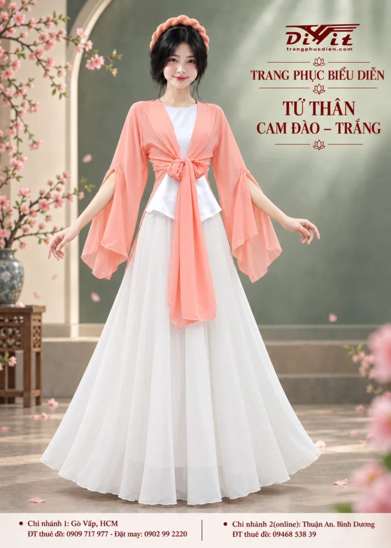 Tứ thân trơn cam đào – trắng
