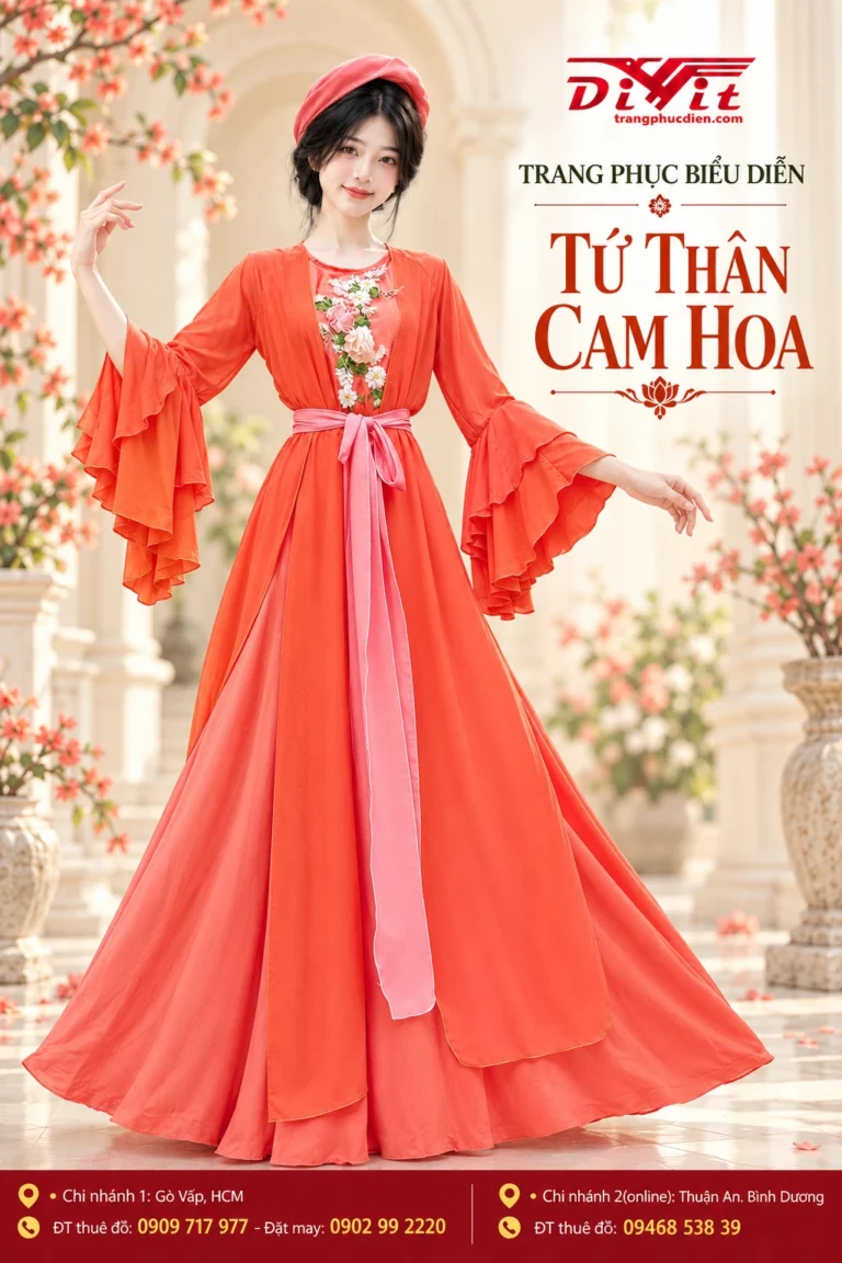Áo tứ thân "Bắc Bling" cam