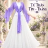 Áo tứ thân trơn tím trắng