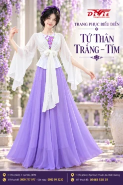 Tứ thân trắng váy tím