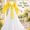 Áo tứ thân mẫu vàng trắng