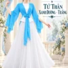 Áo tứ thân xanh trắng trơn