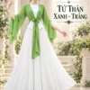 Áo tứ thân trơn xanh lá trắng