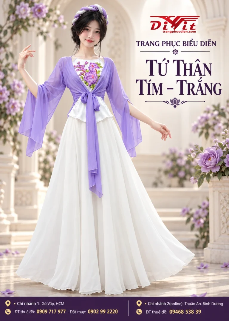 Thuê tứ thân tim váy trắng