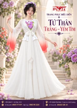 Cho thuê trang phục tứ thân trắng