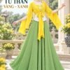 Thuê áo tứ thân xanh vàng