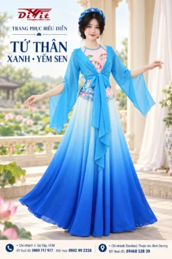 Tứ thân xanh yếm sen hồng