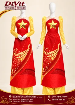 Áo dài sao vàng tay phồng