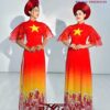 Áo dài đỏ tay phồng