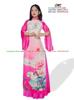 Áo dài hồng nữ tay cách tân