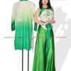 Cho thuê yếm quần ống loe trắng xanh lá