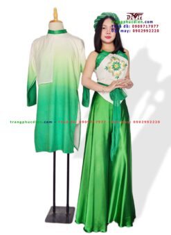 Cho thuê yếm quần ống loe trắng xanh lá
