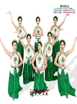 Cho thuê yếm quần ống loe trắng xanh lá