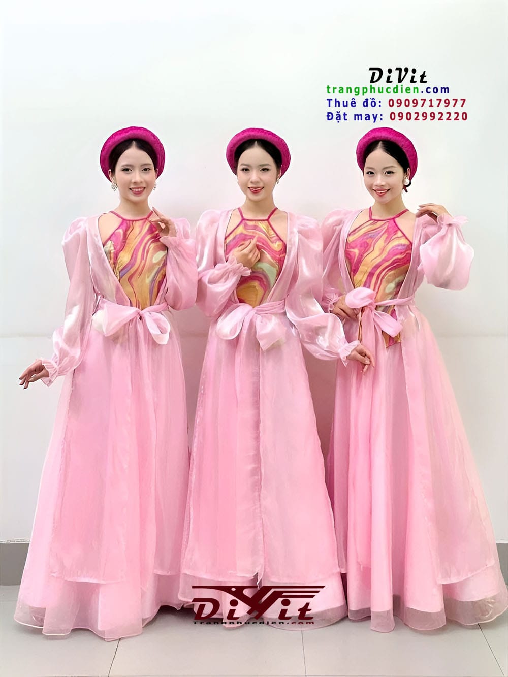 Tứ thân Bắc Bộ hồng nhạt cho nhóm múa nữ
