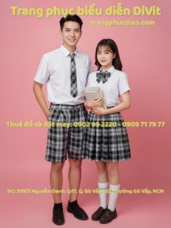 Trang phục học sinh caro trắng đen