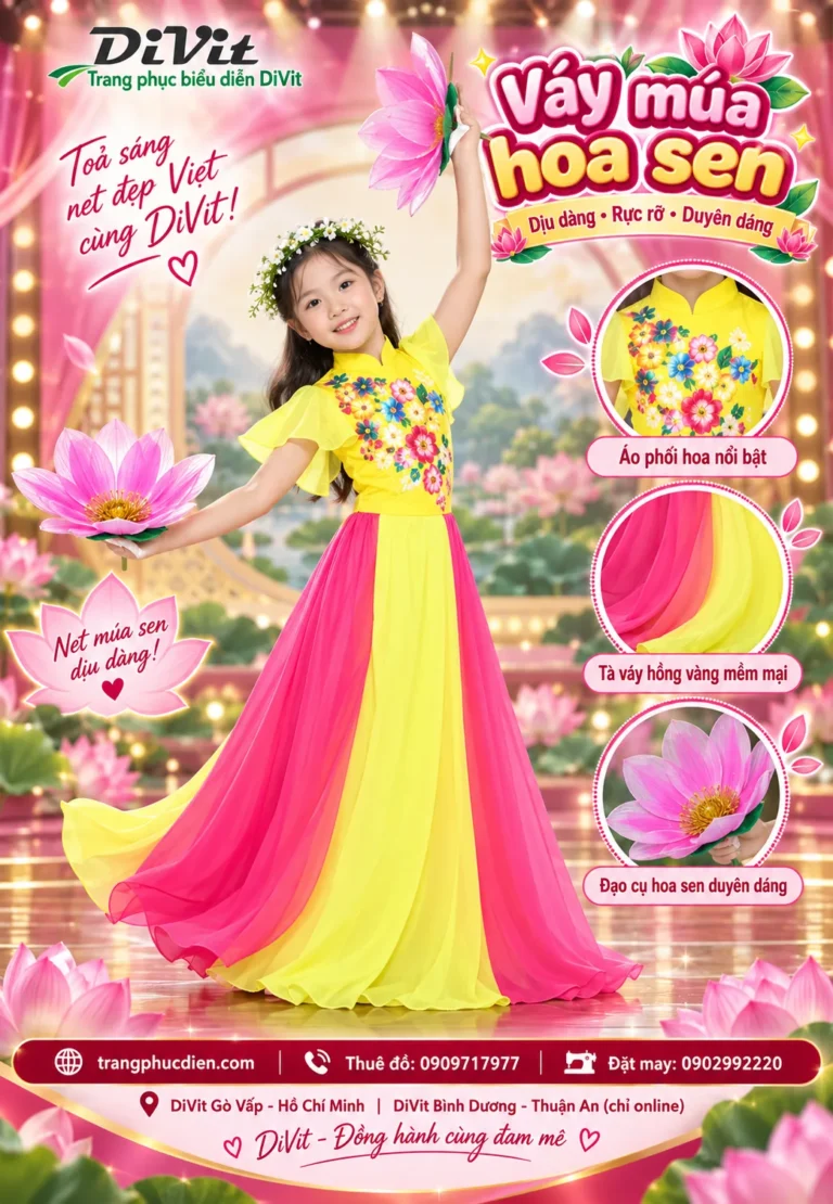Cho thuê đầm múa bé gái