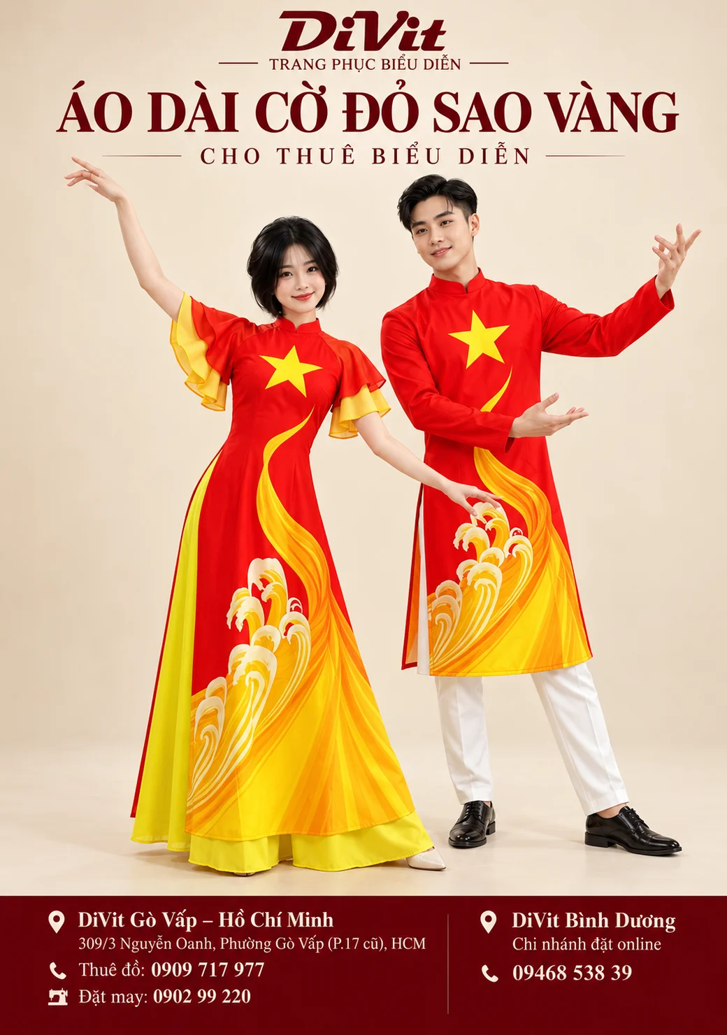 Thuê áo dài múa cờ đỏ sao vàng