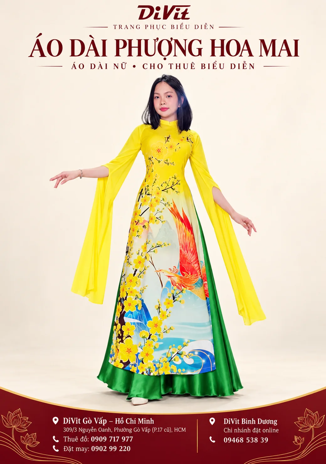 Áo dài kiểu nữ vàng