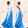 Áo dài nữ trắng xanh biển