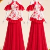 Yếm quần váy trắng đỏ