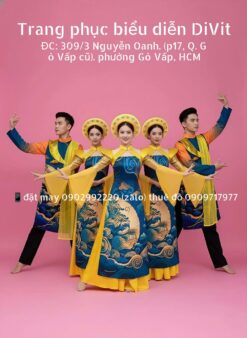 Thuê áo dài múa cặp xanh