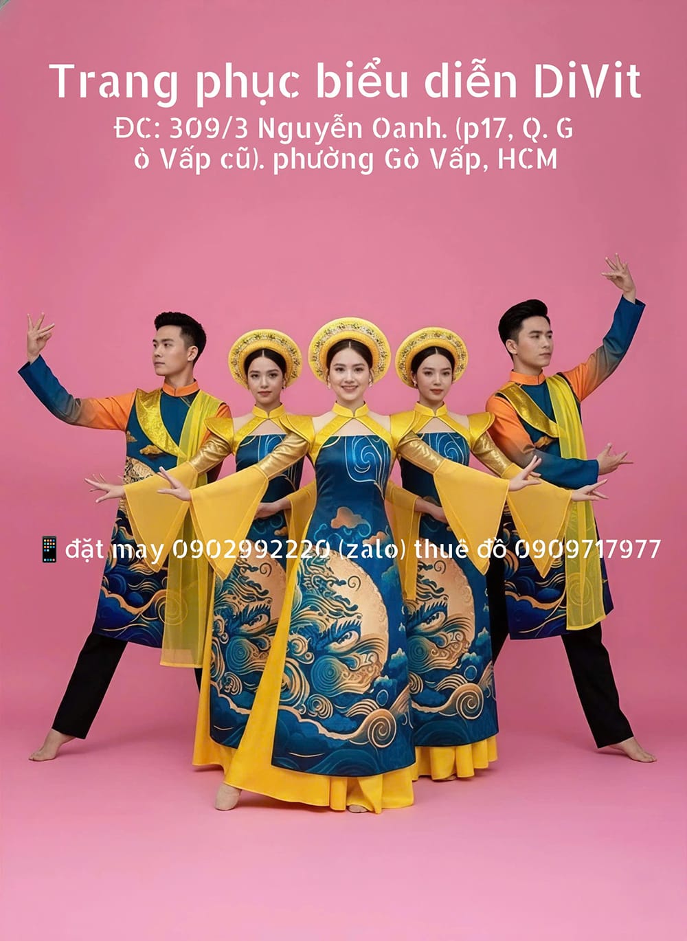 Thuê áo dài múa cặp xanh — ảnh 1/2
