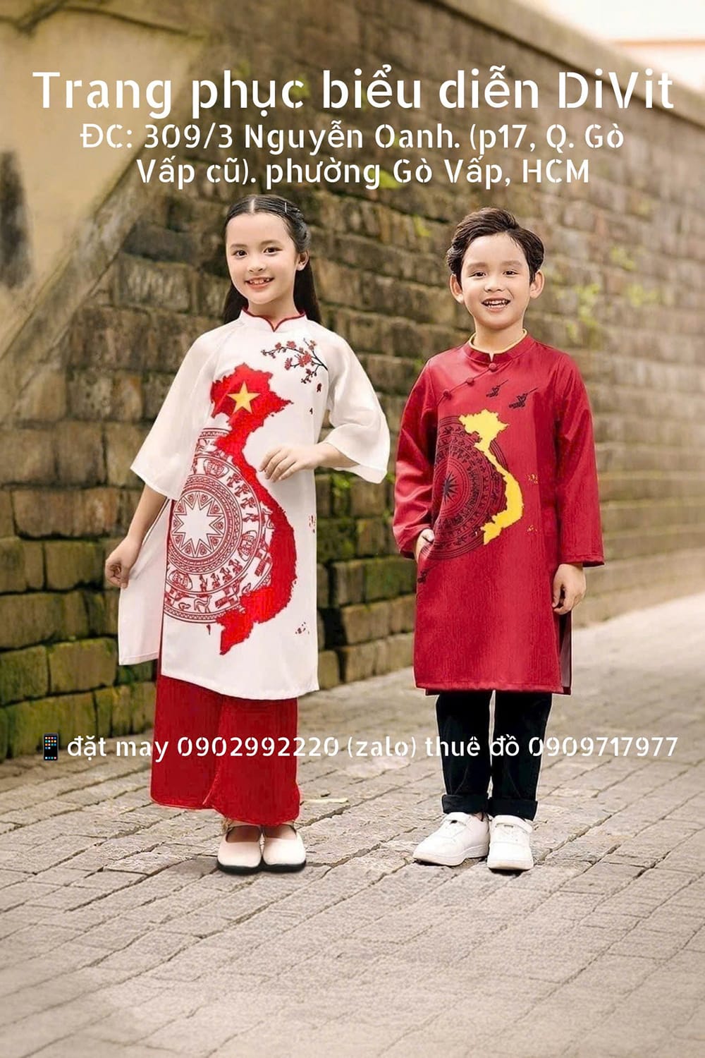 Áo dài bản đồ VN trẻ em — ảnh mẫu