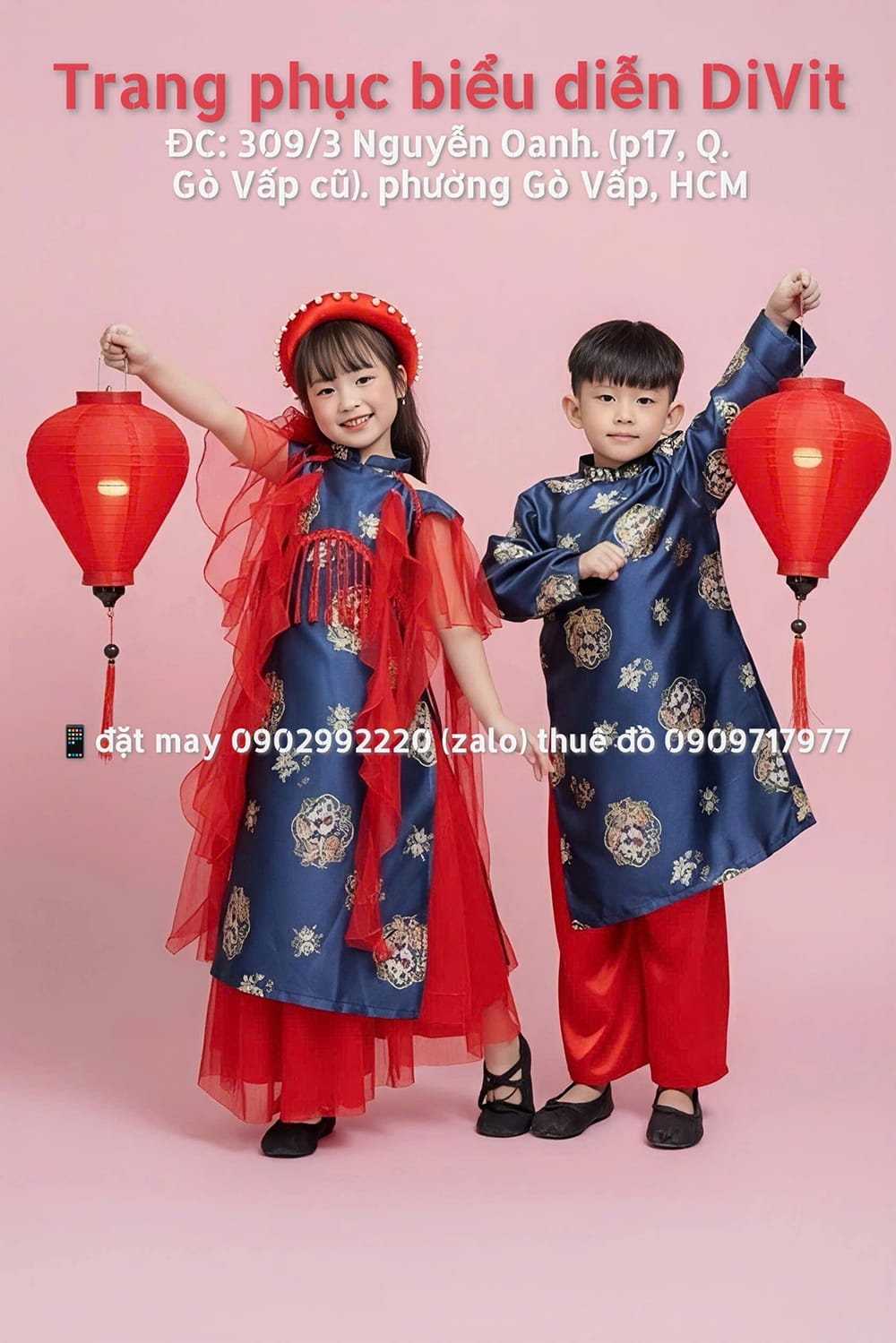 Thuê áo dài gấm trẻ em