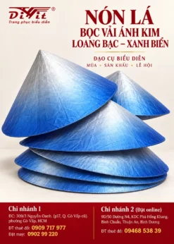 Nón lá bọc vải ánh kim bạc xanh biển