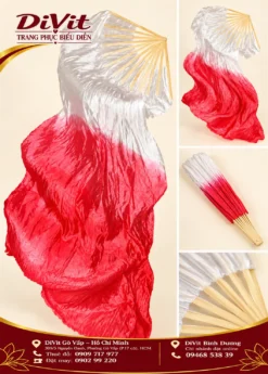Quạt lụa 140cm trắng đỏ(Giá thuê 1 cặp)