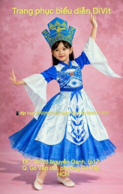 Trang phục Âu Lạc bé gái xanh dương