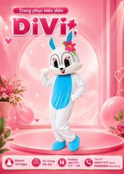 Mascot thỏ trắng hóa trang Trung Thu