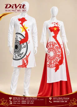 Áo dài cách tân nam nữ in bản đồ VN