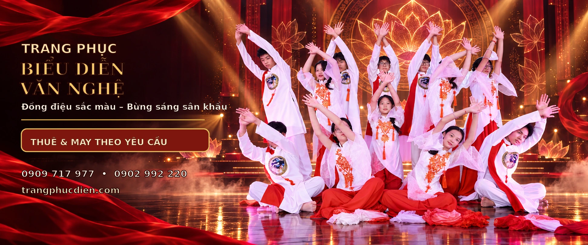 Trang phục múa đương đại trắng đỏ