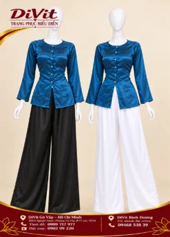 Thuê áo bà ba nữ xanh cổ vịt