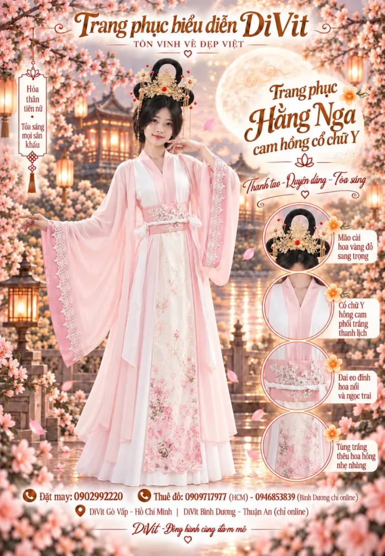 Trang phục Chị Hằng hồng nhẹ nhàng