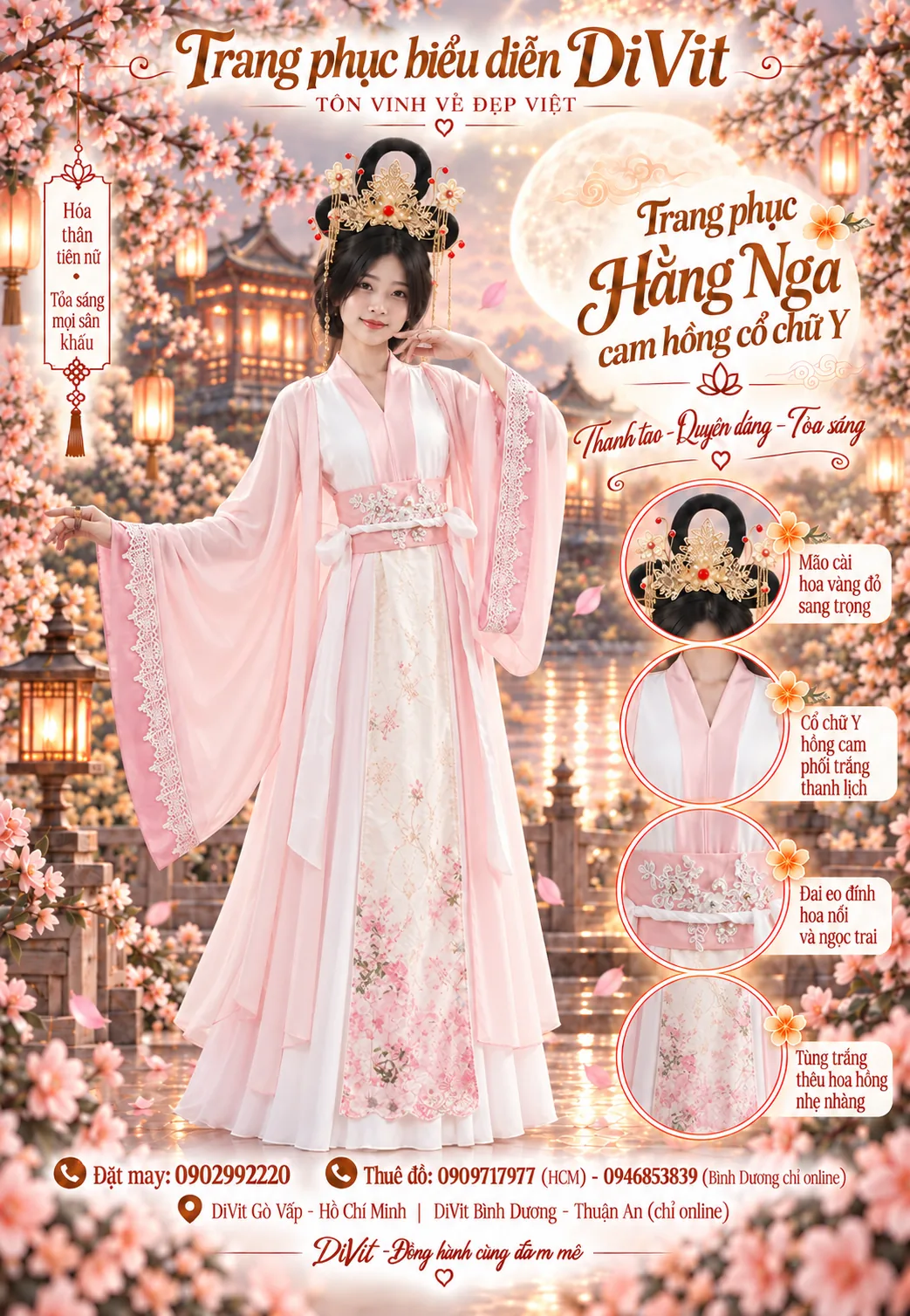 Trang phục Chị Hằng hồng nhẹ nhàng