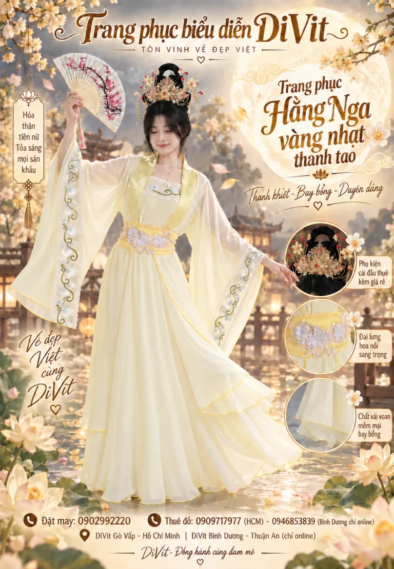 Thuê đồ Hằng Nga vàng nhạt