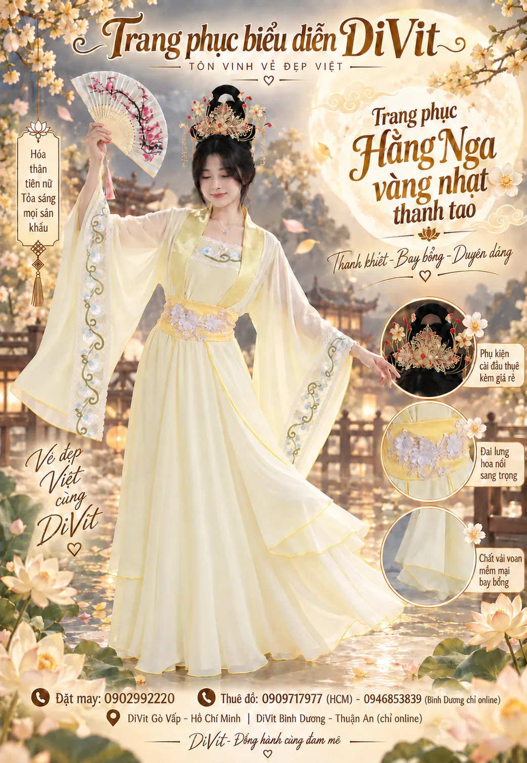 Thuê đồ Hằng Nga vàng nhạt