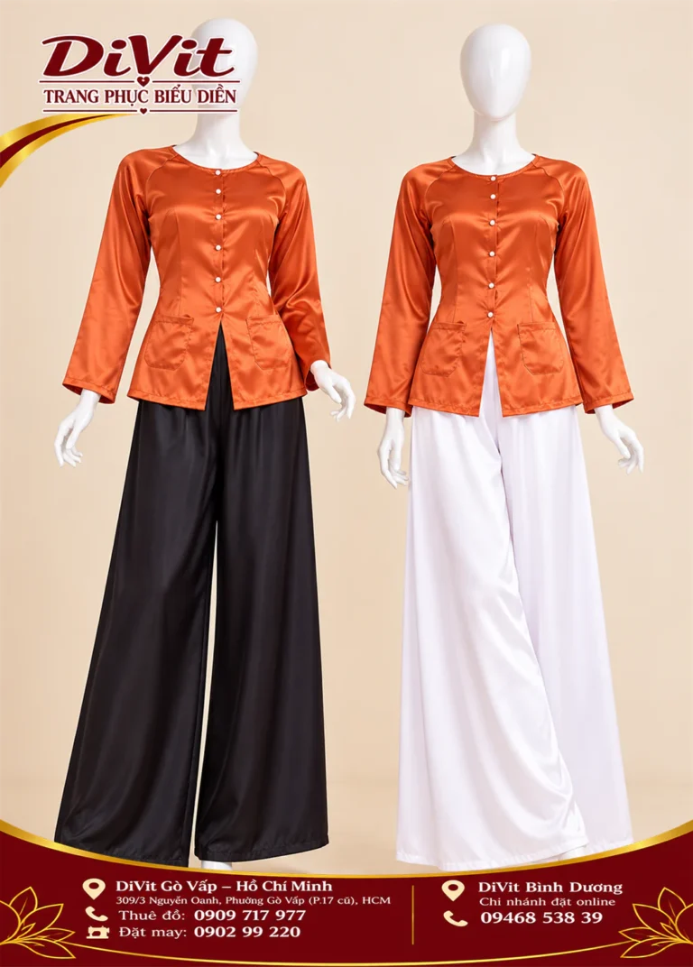 Thuê áo bà ba nữ cam đậm