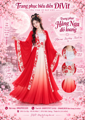 Trang phục Hằng Nga đỏ loang trắng