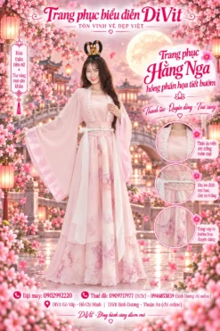 Trang phục Chị Hằng hồng phối hoa bướm