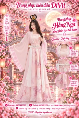 Trang phục Chị Hằng hồng phối hoa bướm