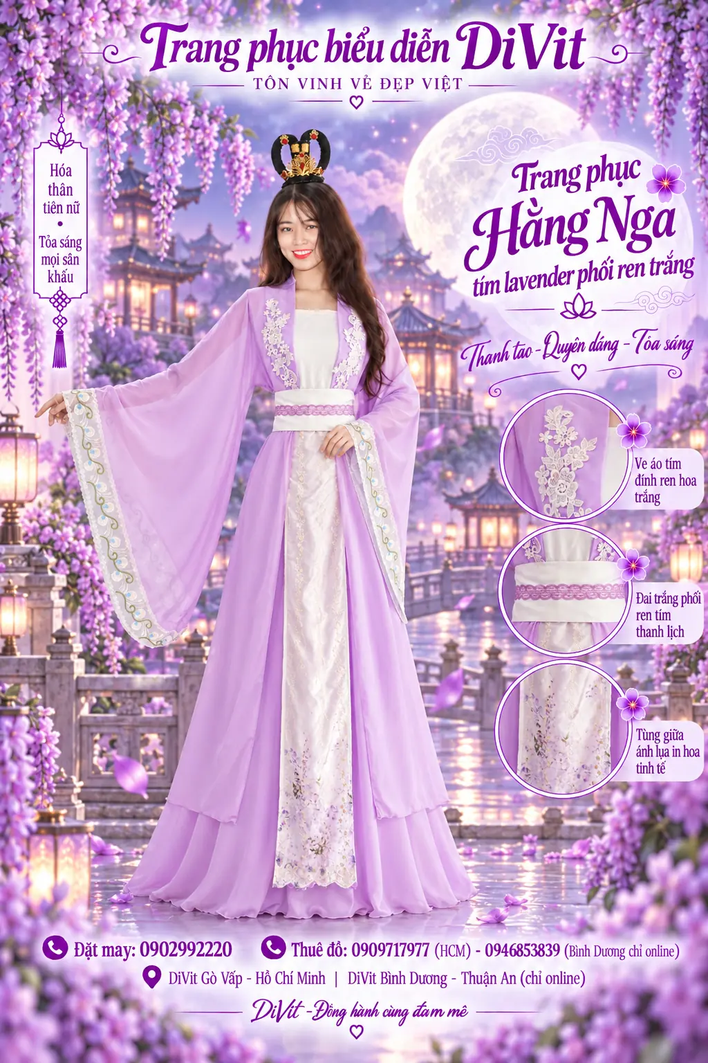 Trang phục Hằng Nga tím lavender