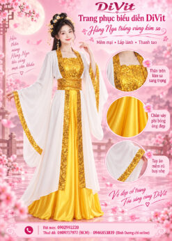 Trang phục Hằng Nga trắng vàng kim sa